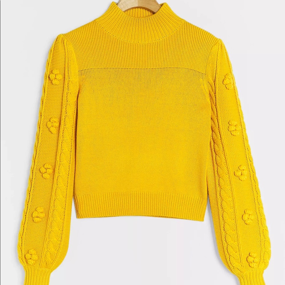 Anthropologie Maeve kiara textured sweater yellow